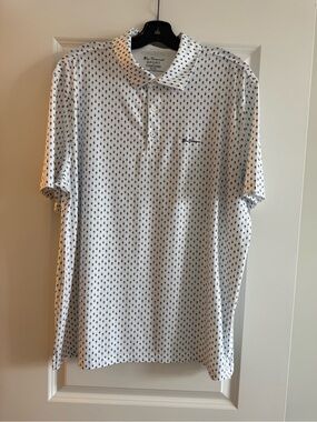 Ben Sherman White Polo with Navy Dot Microprint